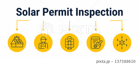 Solar permit inspection and final compliance workflow icons 137388610