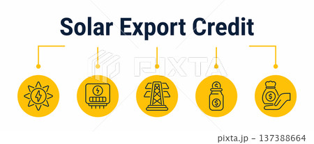 Solar export credit and billing statement workflow icons 137388664