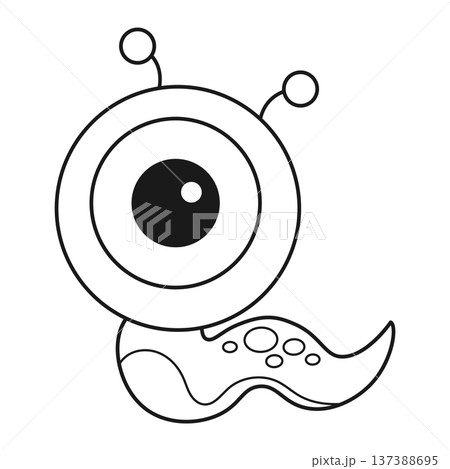 Cute cartoon monster. Coloring page. Outline vector illustrations isolated on a white background 137388695