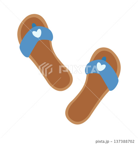 Blue flip-flops. Summer clothing design. Flat-style vector illustration isolated on a white background 137388702