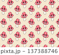 Pattern of toadstools. Cute funny mushroom characters. Vintage design. Flat style vector illustration 137388746
