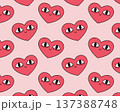 Heart pattern. Cute funny heart characters. Vintage design. Flat style vector illustration 137388748