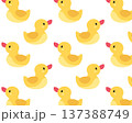 Pattern of yellow rubber ducks. Vector illustration in flat style 137388749