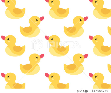 Pattern of yellow rubber ducks. Vector illustration in flat style 137388749