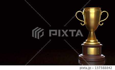 Golden Trophy Award Symbol Of Victory And Achievement Concept 3d render. 137388842