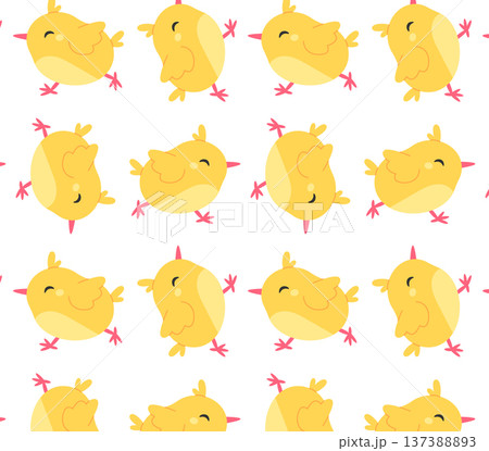 A pattern of funny yellow chicks. Vector illustration in flat style 137388893