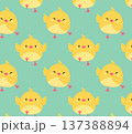 A pattern of funny yellow chicks. Vector illustration in flat style 137388894