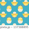 A pattern of funny yellow chicks. Vector illustration in flat style 137388895
