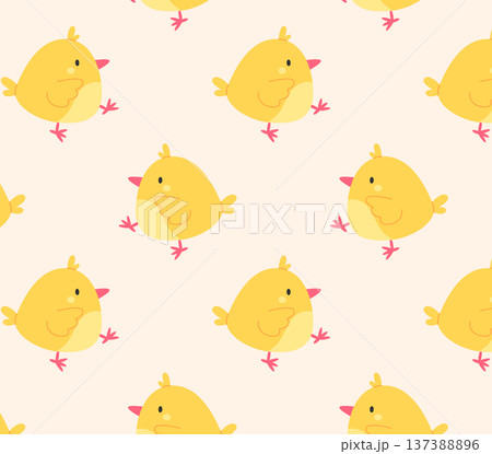 A pattern of funny yellow chicks. Vector illustration in flat style 137388896