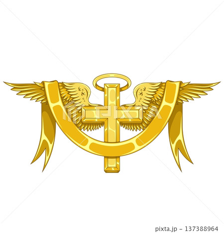 Golden Winged Cross with Halo Golden Winged Cross with Halo 137388964