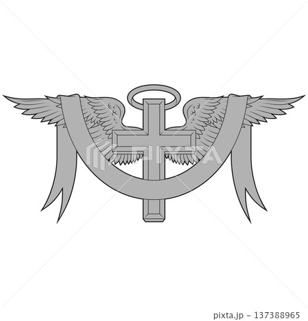 Grey Winged Cross with Thick Outline Grey Winged Cross with Thick Outline 137388965