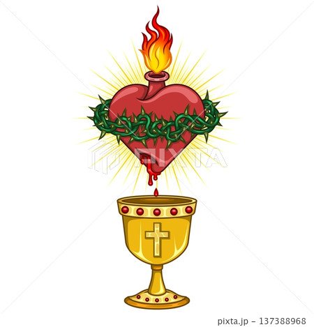 Sacred Heart and Holy Grail Color Sacred Heart and Holy Grail Color 137388968