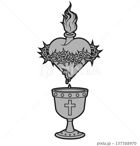 Sacred Heart and Grail Grey Thick 137388970