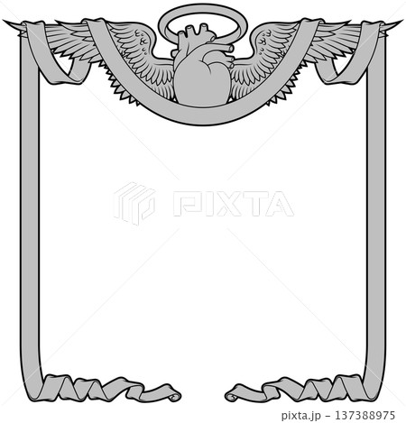 Gray Winged Heart with Thick Stroke Gray Winged Heart with Thick Stroke 137388975