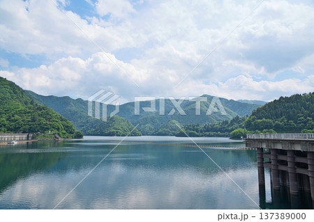 奥多摩湖　ダム堤体湖面側（夏、六月） 137389000