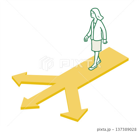 岐路にいる女性　ベクターイラスト 137389028