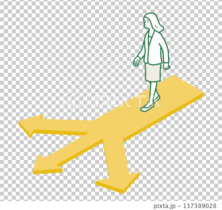 岐路にいる女性　ベクターイラスト 137389028