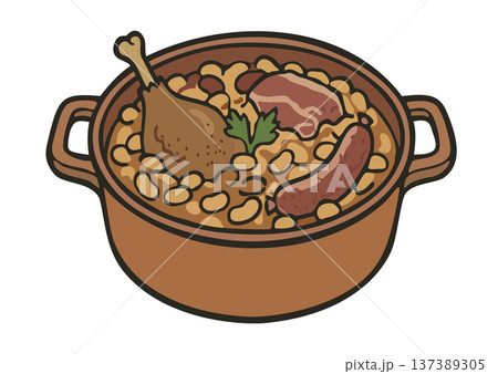 Cassoulet. Traditional French cuisine. Vector isolated illustration 137389305