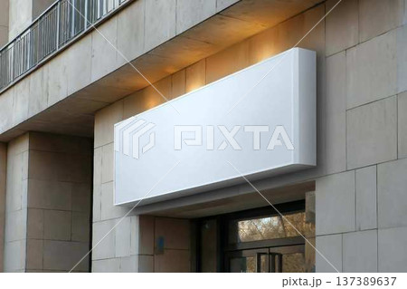 Blank white cafe, shop, storefront or restaurant menu board mockup, white empty banner on a wall mock up template. Blank white cafe, shop, storefront or restaurant menu board mockup, white empty banner on a wall mock up template. 137389637