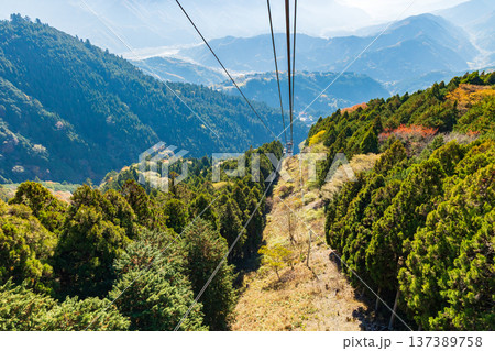 秋の山梨県身延町　紅葉の身延山ロープウェイ 137389758
