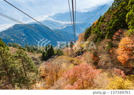 秋の山梨県身延町　紅葉の身延山ロープウェイ 137389761