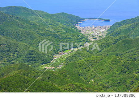 伊豆半島　伊豆山稜線歩道の小達磨山より見下ろす戸田漁港 137389880