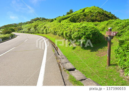 伊豆半島の伊豆山稜線歩道 西伊豆スカイラインの古稀山入口 伊豆半島の伊豆山稜線歩道 西伊豆スカイラインの古稀山入口 137390033
