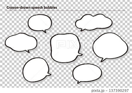 Hand-drawn style rough speech bubble set with shadows and crayon touch Hand-drawn style rough speech bubble set with shadows and crayon touch 137390297