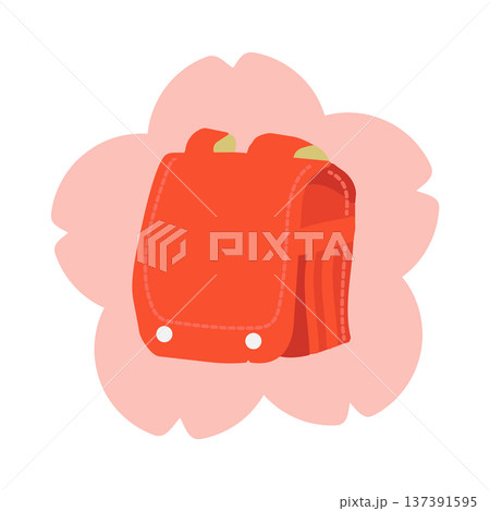 赤色のランドセルと桜のアイコンイラスト 赤色のランドセルと桜のアイコンイラスト 137391595