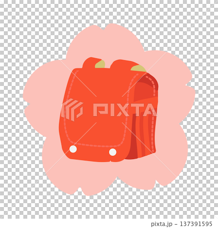 赤色のランドセルと桜のアイコンイラスト 赤色のランドセルと桜のアイコンイラスト 137391595