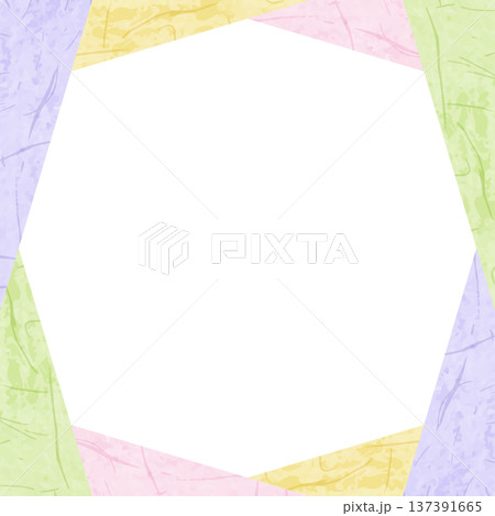 和紙風のフレーム、和風の背景素材、正方形サイズ 137391665