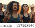 Diverse Group of Girls in Outdoor Fitness Session, Preventative Healthcare 137392960