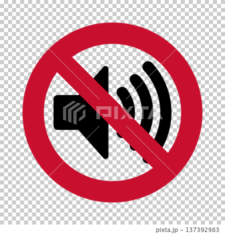 No loud noises allowed pictogram sign | Quiet, No noise, Speaker icon 137392983