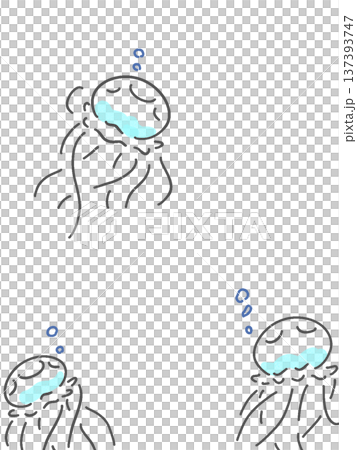 シンプルなクラゲのイラストセット 137393747