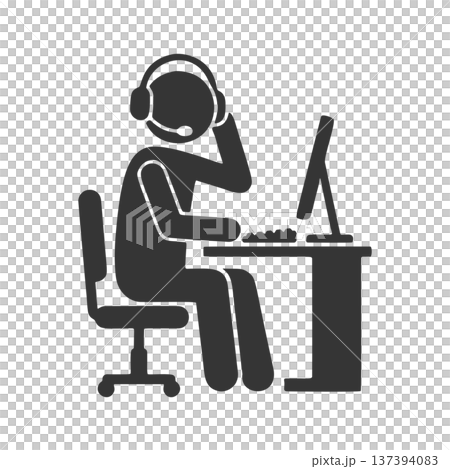 Call center operator silhouette icon Call center operator silhouette icon 137394083