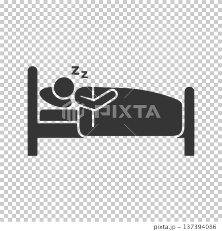 Silhouette icon of a person sleeping in bed Silhouette icon of a person sleeping in bed 137394086