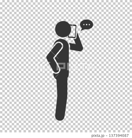 スマートフォンで通話する人物のシルエットアイコン 137394087