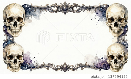 ダークな頭蓋骨のフレームデザイン 137394133