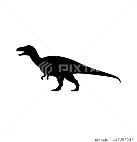 Silhouette of a dinosaur standing calmly in a white background for educational or artistic purposes Silhouette of a dinosaur standing calmly in a white background for educational or artistic purposes 137394537