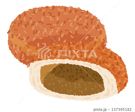 カットされたカレーパンのイメージイラスト 137395182