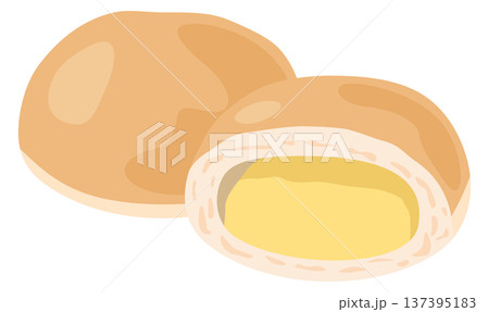 カットされたクリームパンのイメージイラスト 137395183