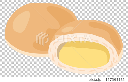 カットされたクリームパンのイメージイラスト 137395183