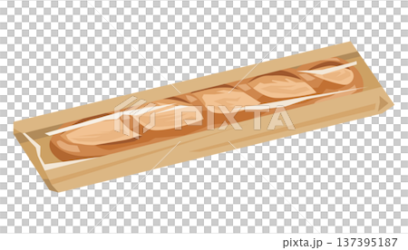 透明な袋に入ったフランスパンのイメージイラスト 137395187