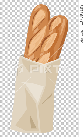 袋に入ったフランスパンのイメージイラスト 137395188