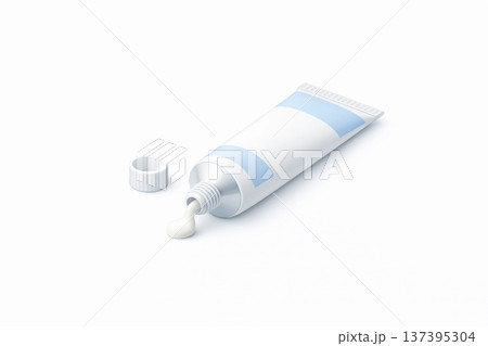 医療用軟膏チューブの3Dアイコン 塗り薬・外用薬の素材 清潔なメディカルデザイン 137395304