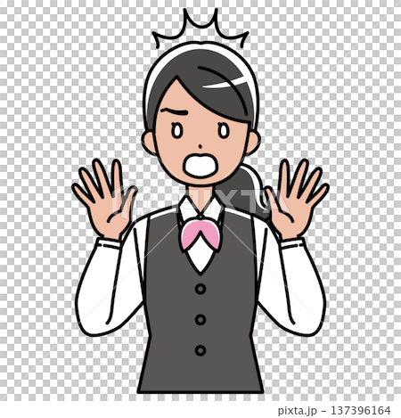 びっくり仰天、驚く制服姿の外国人女性のイラスト 137396164