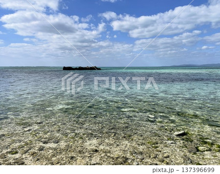 竹富島の透き通るサンゴ礁の海と青空が織り成す清らかな風景 竹富島の透き通るサンゴ礁の海と青空が織り成す清らかな風景 137396699