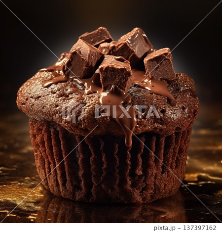 Muffin chocolate cream snack tea time. AI Generated 137397162