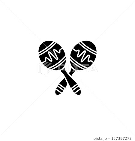 Bold Maracas Silhouette Icon in Black 137397272