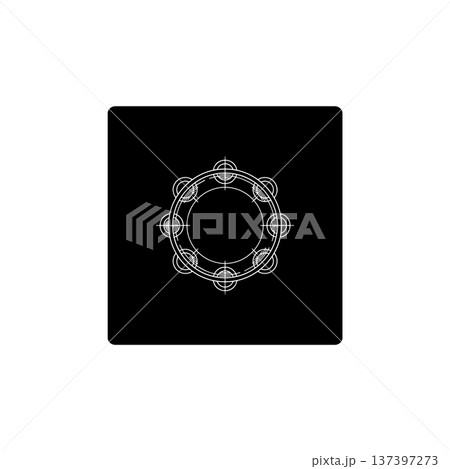 Tambourine Icon White on Black Square Background Tambourine Icon White on Black Square Background 137397273